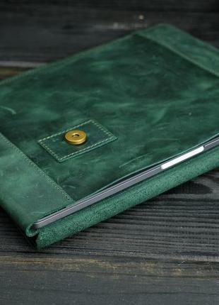 Шкіряний чохол для macbook, дизайн №20 натуральна вінтажна шкіра, колір зелений4 фото