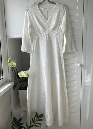 Винтажное платье 70-е белое платье продолговато в стиле бохо кружевное платье3 фото