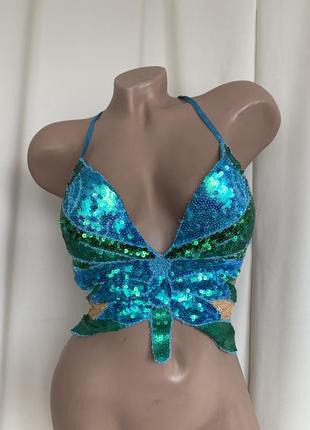 Топ в пайетки бабочка русалочка ариэль жасмин шахерезада
