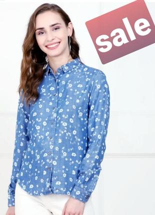 Натуральна гарна блуза у квітковий принт розміру s #18#