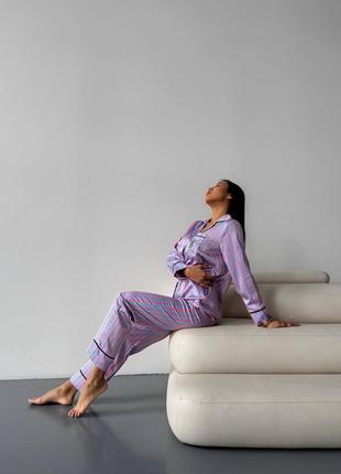Жіноча піжама в смужку, домашній костюм3 фото
