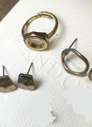 Набор бижутерии pilgrim кольца и серьги лот украшения цвет золотое кольцо на фаланге10 фото