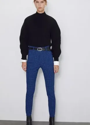 Брюки скіні в клітинку zara р.м