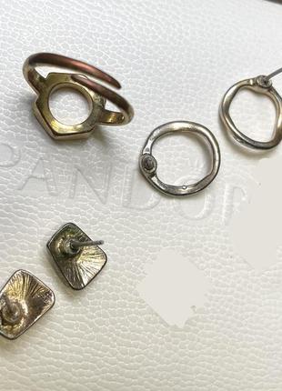 Набор бижутерии pilgrim кольца и серьги лот украшения цвет золотое кольцо на фаланге9 фото