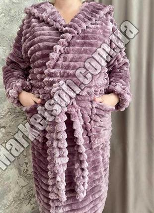 Халат женский длинный теплый махровый шарпей норка р.m,l,xl,2xl,3xl