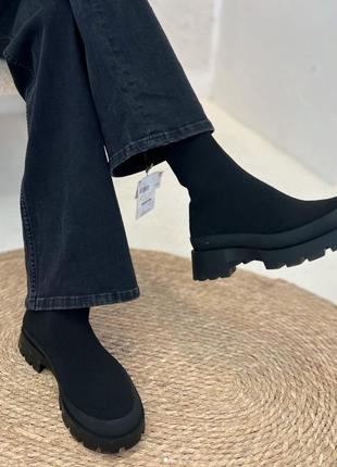 Zara осенние высокие челси черные 39р/25,3см