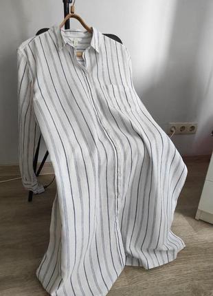 Лляна сукня сорочка льняное платье рубашка h&amp;m3 фото
