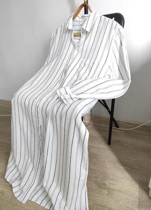 Лляна сукня сорочка льняное платье рубашка h&amp;m4 фото
