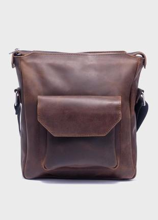 Шкіряна сумка-планшет большой горіх унісекс dekey (6744)