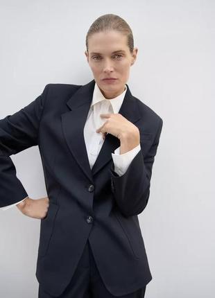 Блейзер объемный темно-синий zara new