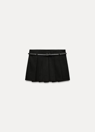 Шорти-спідниця з бантовими складками та ременем zara