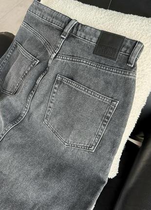 Спідниця міді джинсова графітова з необробленим краєм3 фото