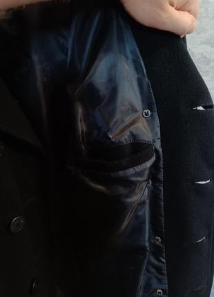 Чёрное шерстяное пальто морской бушлат schott pea coat made in usa8 фото