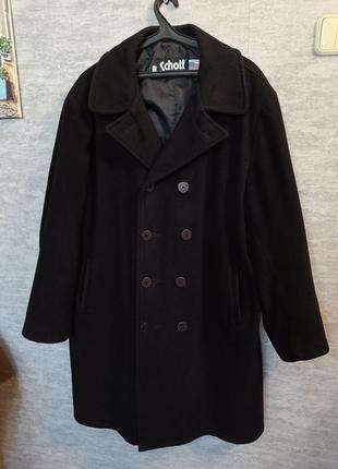 Чёрное шерстяное пальто морской бушлат schott pea coat made in usa