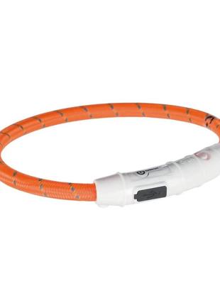 Нашийник trixie flash для собак з підсвічуванням та usb помаранчевий розміру m-l 45 cм/7 мм (4053032127043)