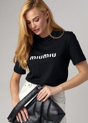 Жіноча футболка з написом miu miu5 фото