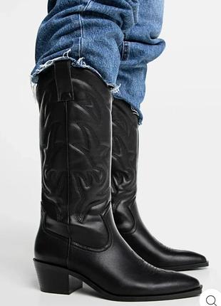 Сапоги-колбойки stradivarius р.39(25,5см), эко-кожа