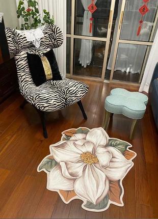 Безворсовый ковер цветок с эффектом 3d d-80см на кухню коврик для кухни ванной туалета...