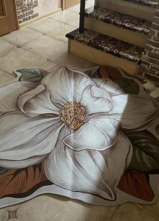 Безворсовый ковер цветок с эффектом 3d d-80см на кухню коврик для кухни ванной туалета...