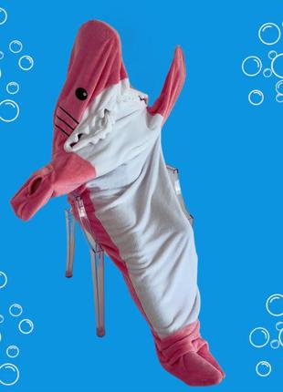 Розовый плед акула кегуруми shark blanket (размер m)