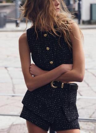 Текстуровані шорти-спідниця з ременем zara