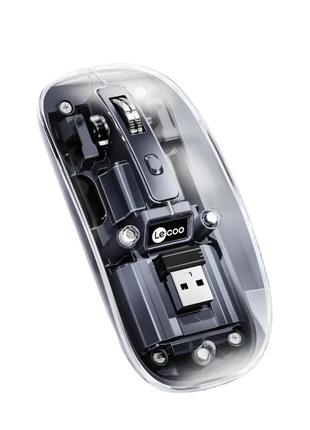 Миша бездротова прозора lenovo lecoo ws215dm з підсвічуванням, магнітна кришка, з акумулятором, чорний1 фото