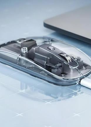 Миша бездротова прозора lenovo lecoo ws215dm з підсвічуванням, магнітна кришка, з акумулятором, чорний3 фото