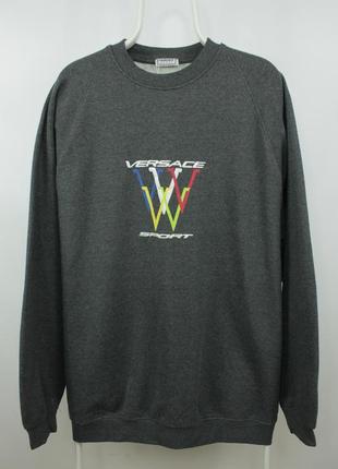 Крутий вінтажний світшот versace sport big logo gray cotton sweatshirt