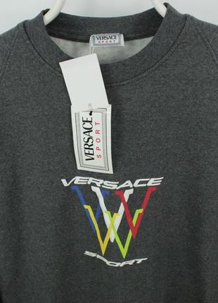 Крутой винтажный свитшот versace sport big logo gray cotton sweatshirt2 фото