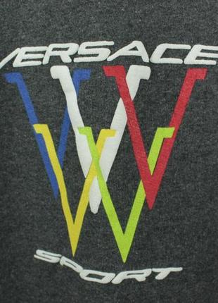 Крутой винтажный свитшот versace sport big logo gray cotton sweatshirt5 фото