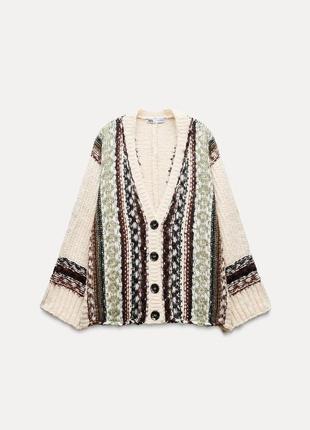Жакардовий кардиган оверсайз zara