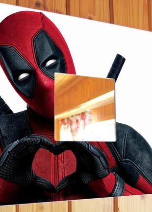 Зеркало "дэдпул. deadpool. marvel. марвел" подарок фанатам комиксов, супергероев, декор для детской