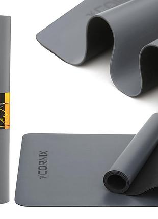 Коврик спортивный cornix pu 183 x 68 x 0.4 см для йоги и фитнеса xr-0320 grey