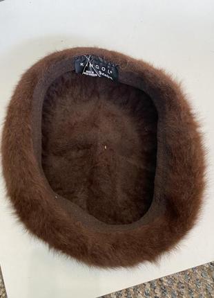 Берет з ангоркою коричневого кольору , kangol6 фото