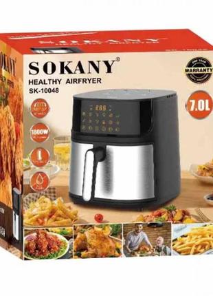 Воздушная фритюрница аэрогриль 1800 вт, съемная чаша 7 литров, аэро-фритюрница без...