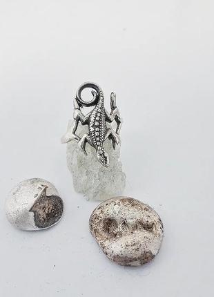 Срібна каблучка саламандра ручна робота2 фото