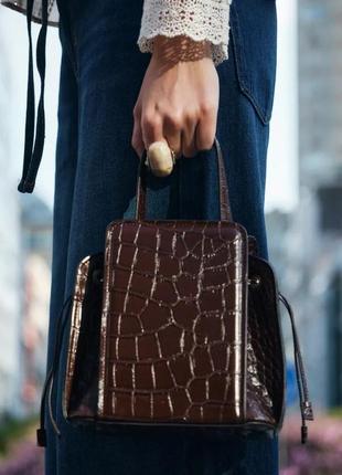 Сумка мішок текстурована коричнева zara new