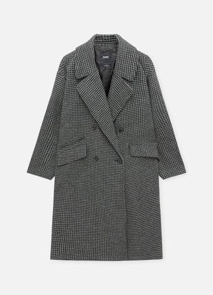 Пальто в гусиную лапку pull & bear с шерстью