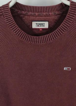 Стильный джемпер свитер кофта tommy hilfiger garment dyed knit burgundy cotton sweater pullover2 фото