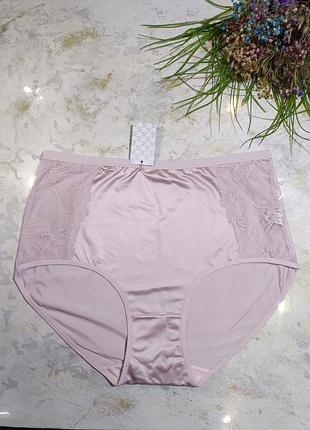 Трусики высокие шелковистые с кружевом из атлас стрейч 💐