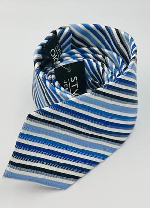 Галстук мужской  голубой в полоску класический