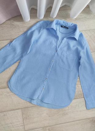 Льяна блуза в блакитному кольорі р. l