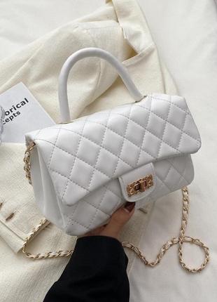 Женская классическая сумка 10363 кросс-боди с ручкой белая