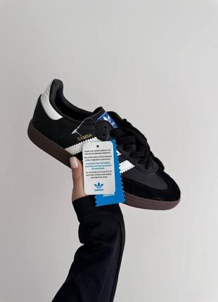 Кросівки adidas samba og black white gum "vegan"4 фото