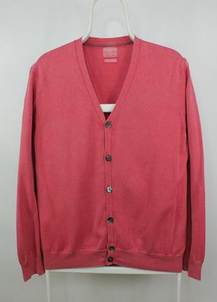 Легкий бавовняний кардіган hackett london garment dyed knit cotton slim fit red cardigan