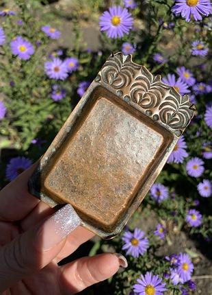 Винтаж⚜️чистая медь чеканка с узором в коллекцию сувенирная подставка миниатюрная