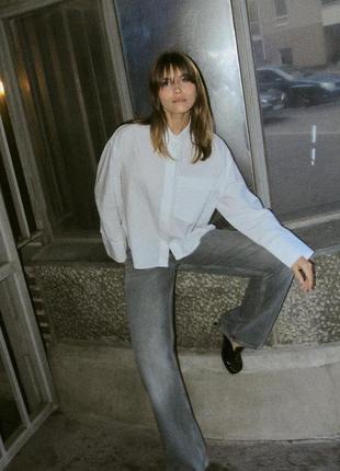 Стильная поплиновая рубашка рубашка зара zara базовая