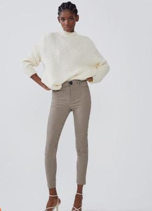 Стильные брюки брюки леггинсы zara в принт "гусиная лапка"