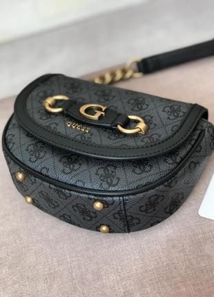 Сумка жіноча крос-боді guess оригінал izzy quattro g mini crossbody гесс сіра в лого4 фото