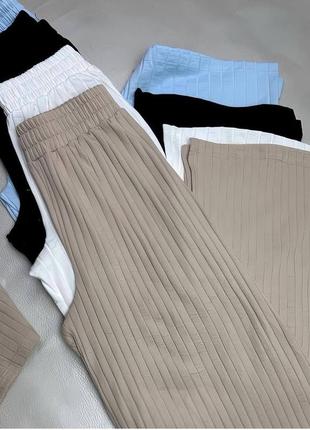 Костюм 2-ка жіночий у рубчик топ + штани якісна тканина 👍3 фото